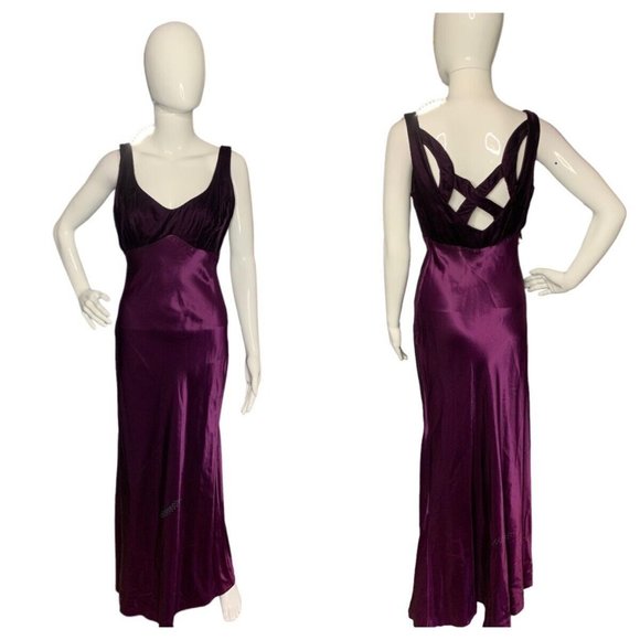 Zum Zum Dresses Vtg 9s Zum Zum Purple Gown Cutouts Velvet Satin